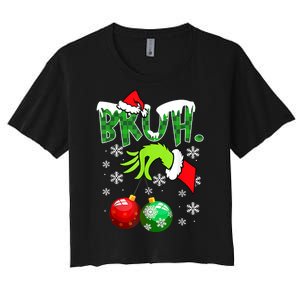 Bruh Funny Christmas Plaid Women's Crop Top Tee