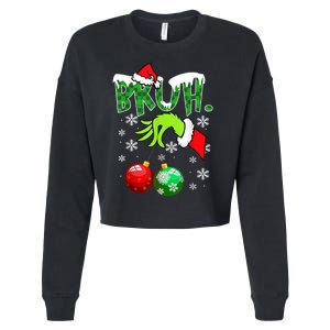 Bruh Funny Christmas Plaid Cropped Pullover Crew