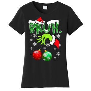 Bruh Funny Christmas Plaid Women's T-Shirt