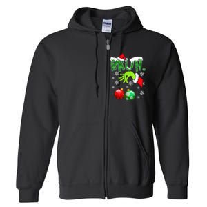 Bruh Funny Christmas Plaid Full Zip Hoodie