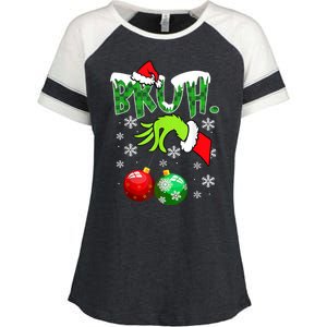 Bruh Funny Christmas Plaid Enza Ladies Jersey Colorblock Tee