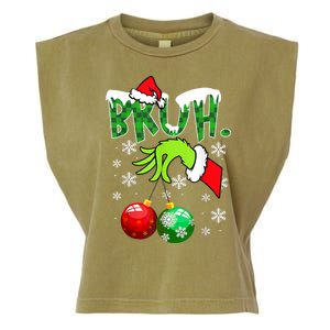 Bruh Funny Christmas Plaid Garment-Dyed Women's Muscle Tee