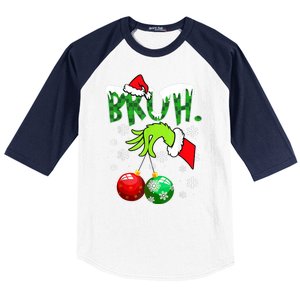 Bruh Funny Christmas Plaid Baseball Sleeve Shirt