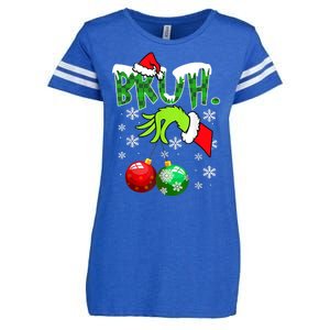 Bruh Funny Christmas Plaid Enza Ladies Jersey Football T-Shirt