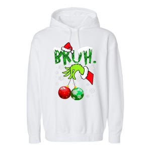 Bruh Funny Christmas Plaid Garment-Dyed Fleece Hoodie