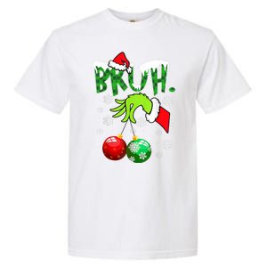 Bruh Funny Christmas Plaid Garment-Dyed Heavyweight T-Shirt