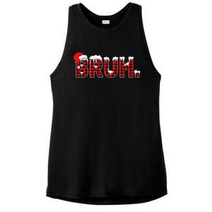 Bruh Funny Christmas Plaid Xmas Pajamas Gift Ladies PosiCharge Tri-Blend Wicking Tank