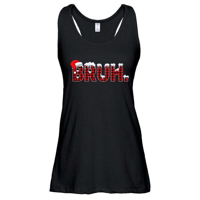 Bruh Funny Christmas Plaid Xmas Pajamas Gift Ladies Essential Flowy Tank