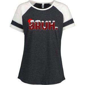 Bruh Funny Christmas Plaid Xmas Pajamas Gift Enza Ladies Jersey Colorblock Tee