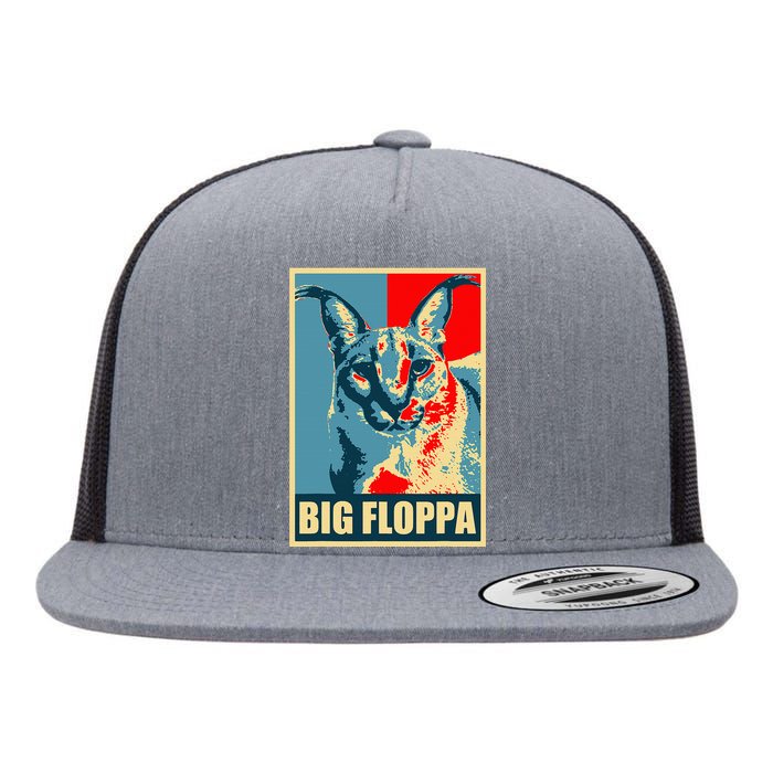 Big Floppa Caracal Cat Meme Flat Bill Trucker Hat