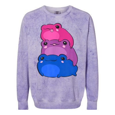 Bisexual Flag Color Frogs Subtle Bi Pride LGBTQ Aesthetic Colorblast Crewneck Sweatshirt