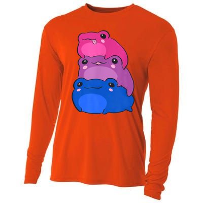 Bisexual Flag Color Frogs Subtle Bi Pride LGBTQ Aesthetic Cooling Performance Long Sleeve Crew