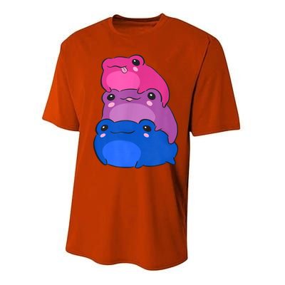 Bisexual Flag Color Frogs Subtle Bi Pride LGBTQ Aesthetic Performance Sprint T-Shirt