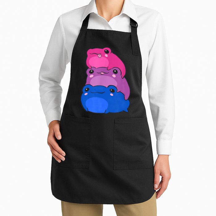 Bisexual Flag Color Frogs Subtle Bi Pride LGBTQ Aesthetic Full-Length Apron With Pockets