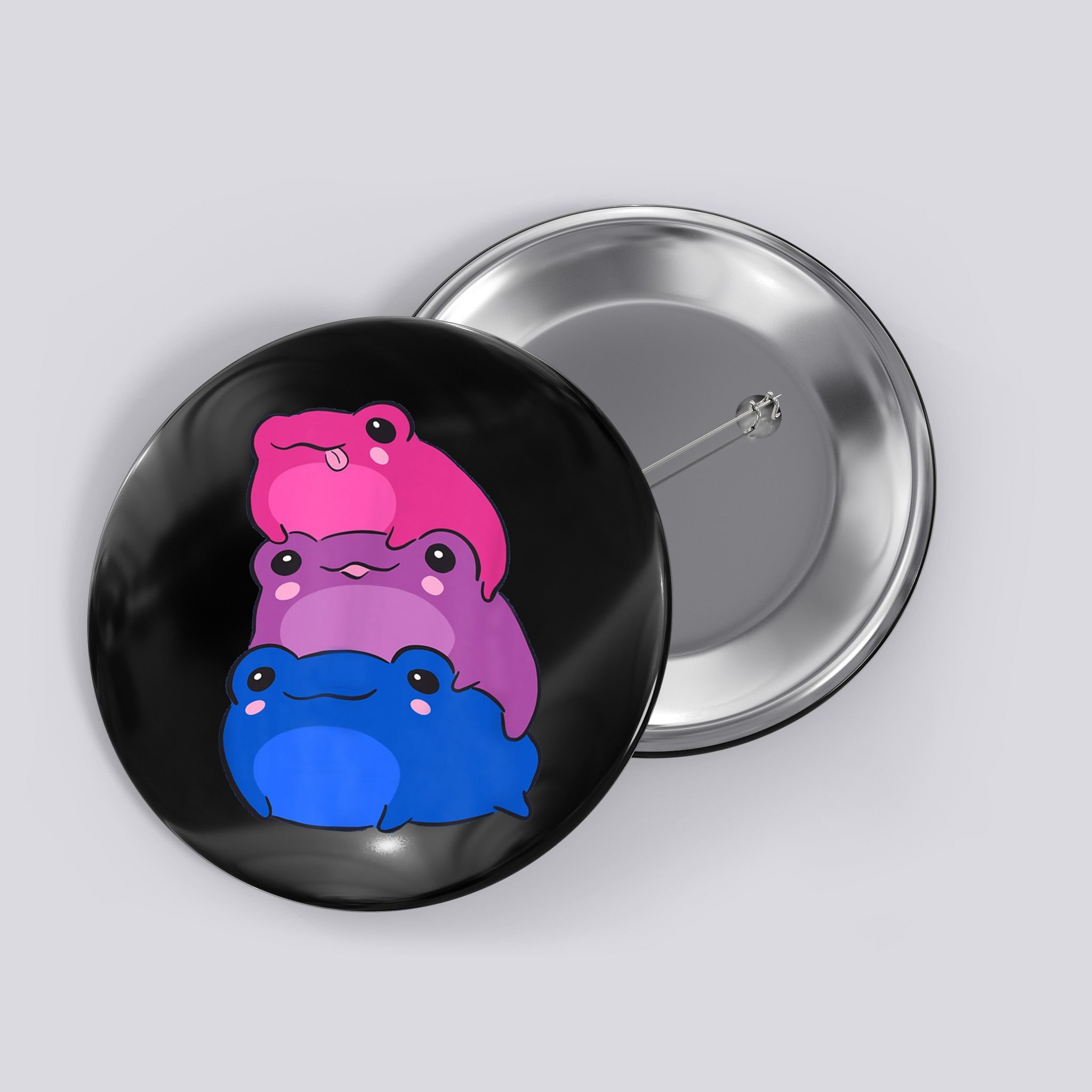 Bisexual Flag Color Frogs Subtle Bi Pride LGBTQ Aesthetic Button