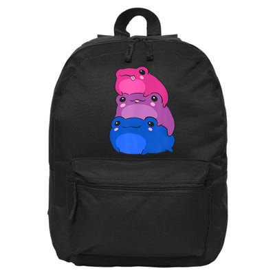 Bisexual Flag Color Frogs Subtle Bi Pride LGBTQ Aesthetic 16 in Basic Backpack