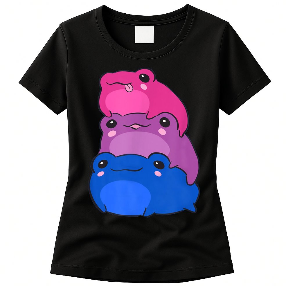 Bisexual Flag Color Frogs Subtle Bi Pride LGBTQ Aesthetic Womens T-Shirt
