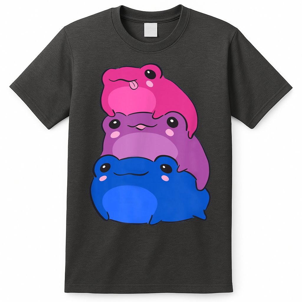 Bisexual Flag Color Frogs Subtle Bi Pride LGBTQ Aesthetic T-Shirt