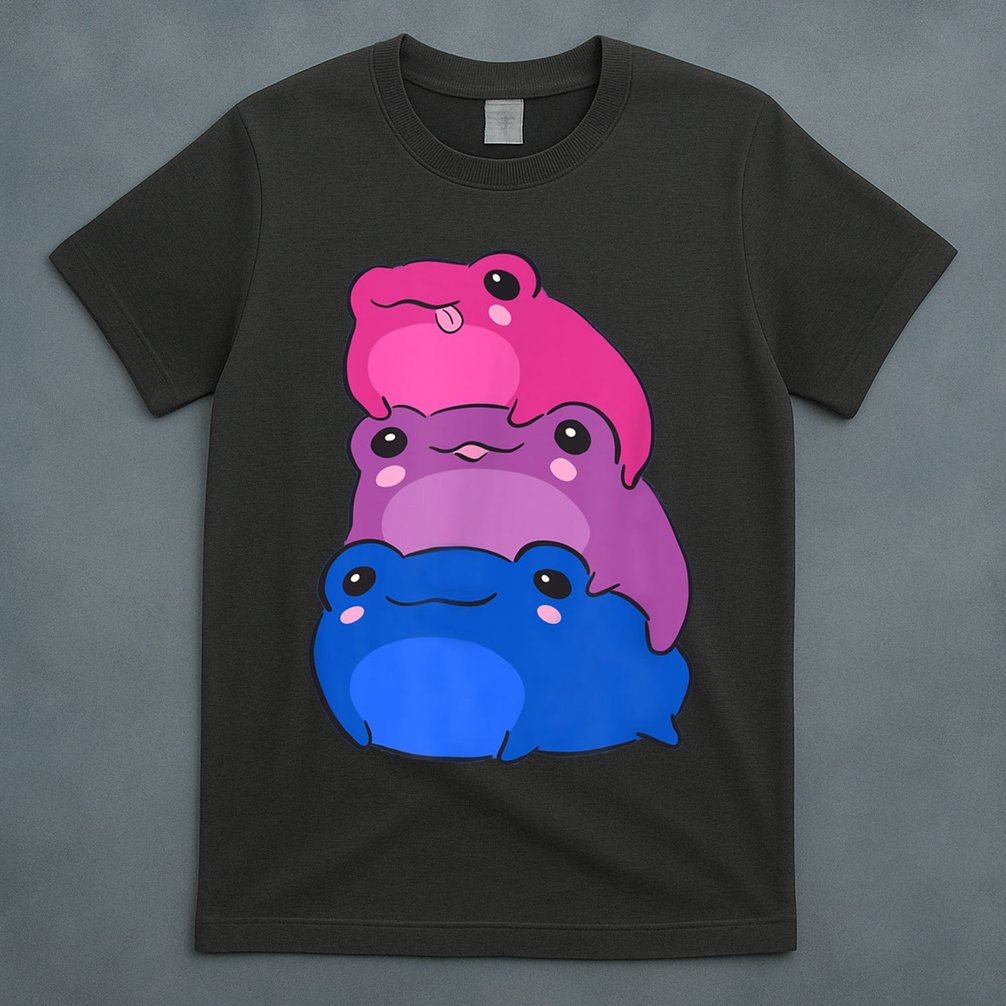 Bisexual Flag Color Frogs Subtle Bi Pride LGBTQ Aesthetic T-Shirt