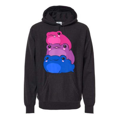 Bisexual Flag Color Frogs Subtle Bi Pride LGBTQ Aesthetic Premium Hoodie