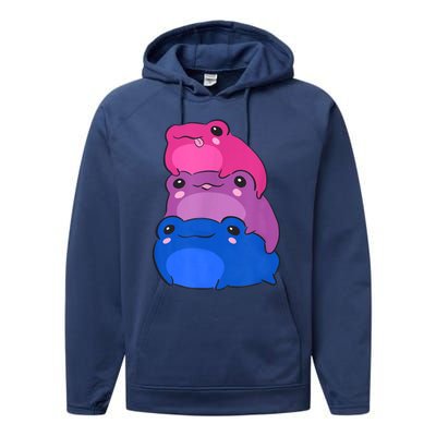 Bisexual Flag Color Frogs Subtle Bi Pride LGBTQ Aesthetic Performance Fleece Hoodie