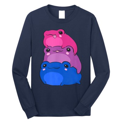 Bisexual Flag Color Frogs Subtle Bi Pride LGBTQ Aesthetic Long Sleeve Shirt