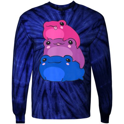 Bisexual Flag Color Frogs Subtle Bi Pride LGBTQ Aesthetic Tie-Dye Long Sleeve Shirt