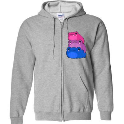 Bisexual Flag Color Frogs Subtle Bi Pride LGBTQ Aesthetic Full Zip Hoodie