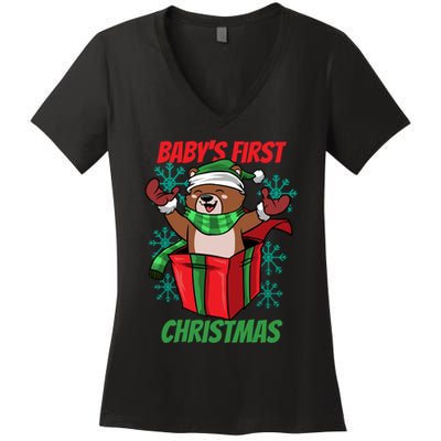 Baby's First Christmas Women's V-Neck T-Shirt