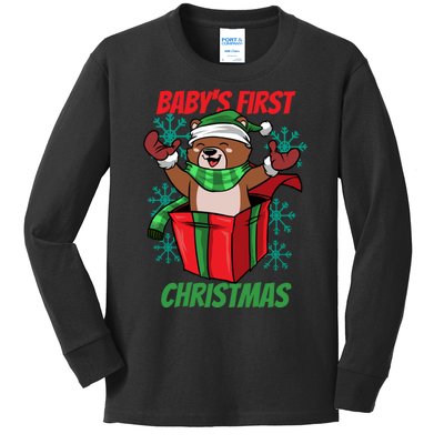 Baby's First Christmas Kids Long Sleeve Shirt