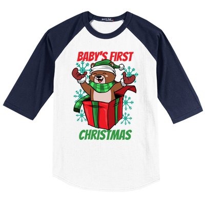 Baby's First Christmas Baseball Sleeve Shirt