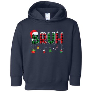 Bruh Funny Christmas Red Plaid Teens Xmas Pajamas Toddler Hoodie