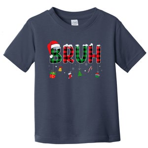 Bruh Funny Christmas Red Plaid Teens Xmas Pajamas Toddler T-Shirt