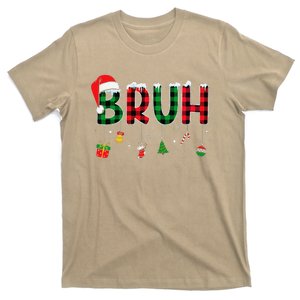 Bruh Funny Christmas Red Plaid Teens Xmas Pajamas T-Shirt