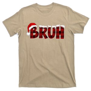 Bruh Funny Christmas Red Plaid Pajamas Xmas T-Shirt