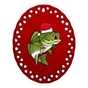 Bass Fishing Christmas Pajama Fish Santa Fisherman Angler Ceramic Oval Ornament