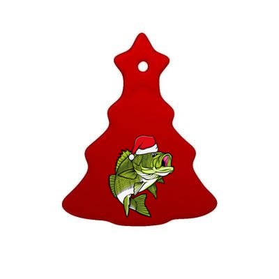 Bass Fishing Christmas Pajama Fish Santa Fisherman Angler Ceramic Tree Ornament