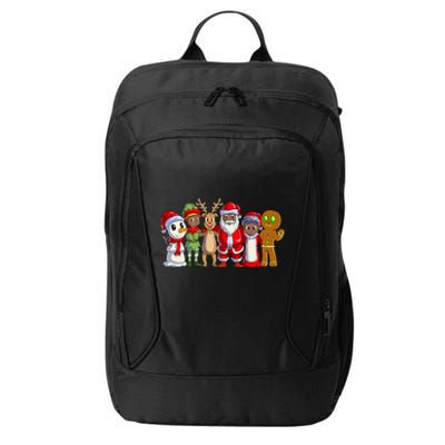 Black Family Christmas Afro African American Santa Xmas Long Sleeve City Backpack