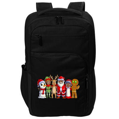 Black Family Christmas Afro African American Santa Xmas Long Sleeve Impact Tech Backpack