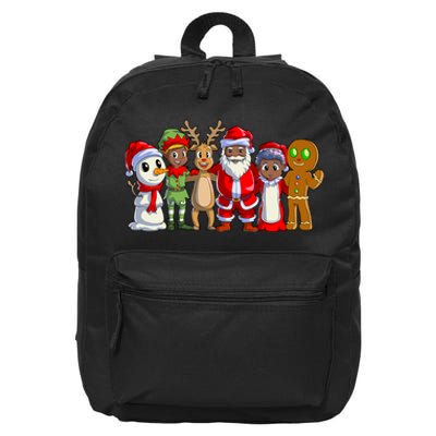 Black Family Christmas Afro African American Santa Xmas Long Sleeve 16 in Basic Backpack