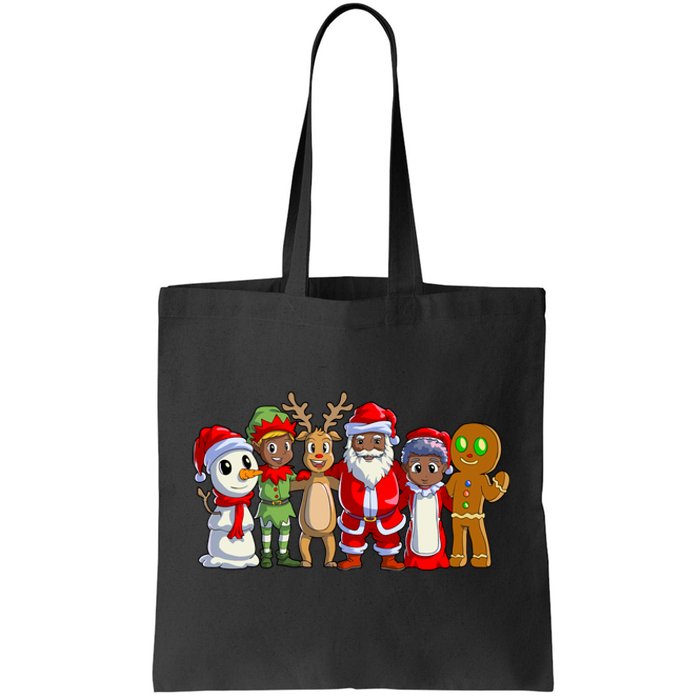 Black Family Christmas Afro African American Santa Xmas Long Sleeve Tote Bag