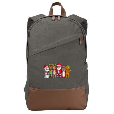 Black Family Christmas Afro African American Santa Xmas Long Sleeve Cotton Canvas Backpack