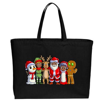 Black Family Christmas Afro African American Santa Xmas Long Sleeve Cotton Canvas Jumbo Tote