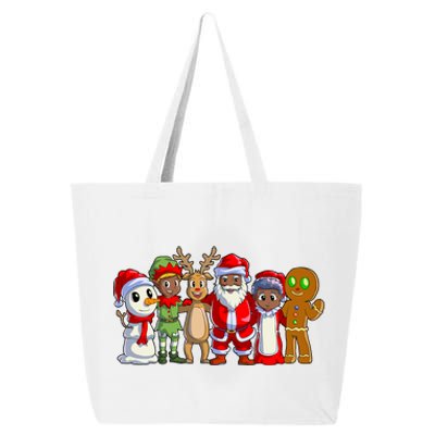 Black Family Christmas Afro African American Santa Xmas Long Sleeve 25L Jumbo Tote