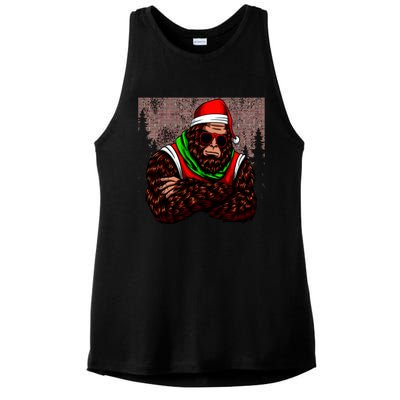 Bigfoot Funny Christmas Hipster Ladies PosiCharge Tri-Blend Wicking Tank