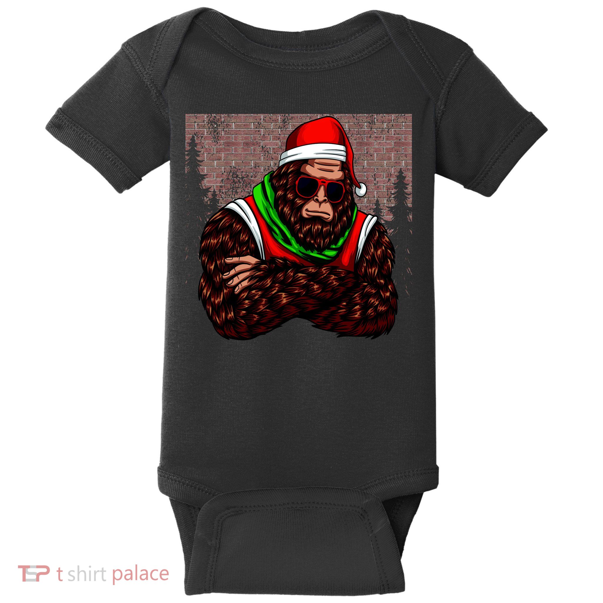 Bigfoot Funny Christmas Hipster Baby Bodysuit