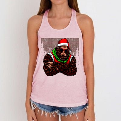 Bigfoot Funny Christmas Hipster Women's Knotted Racerback Tank