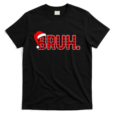 Bruh Funny Christmas Plaid Teens Xmas Pajamas T-Shirt