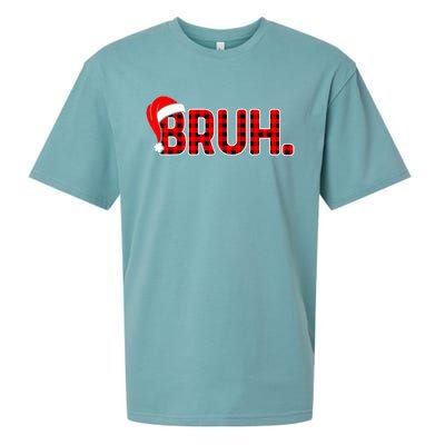 Bruh Funny Christmas Plaid Teens Xmas Pajamas Sueded Cloud Jersey T-Shirt