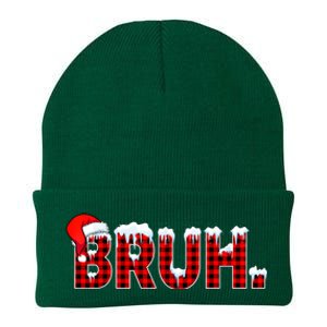 Bruh Funny Christmas Plaid Teens Xmas Pajamas Knit Cap Winter Beanie